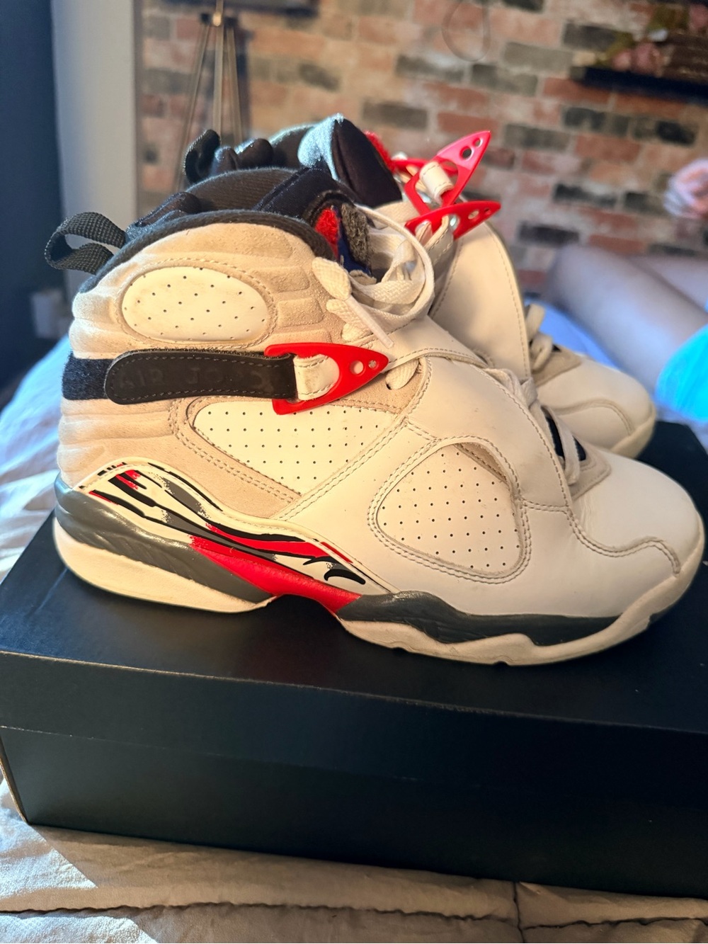 Air Jordan VIII white red gray GS sz 7